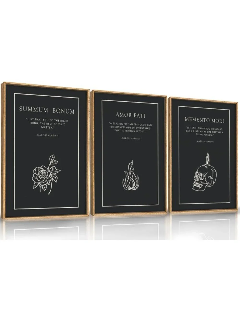 Halloween Canvas Wall Art Set of 3 - Black Skeleton & Vintage Flower Decor for